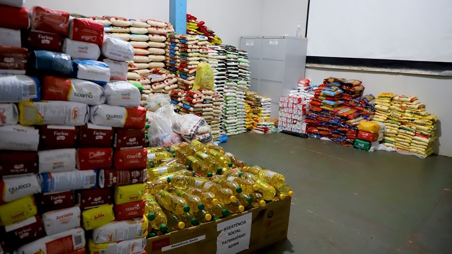 Alimentos arrecadados em Maracaju durante a Encontro do Laço