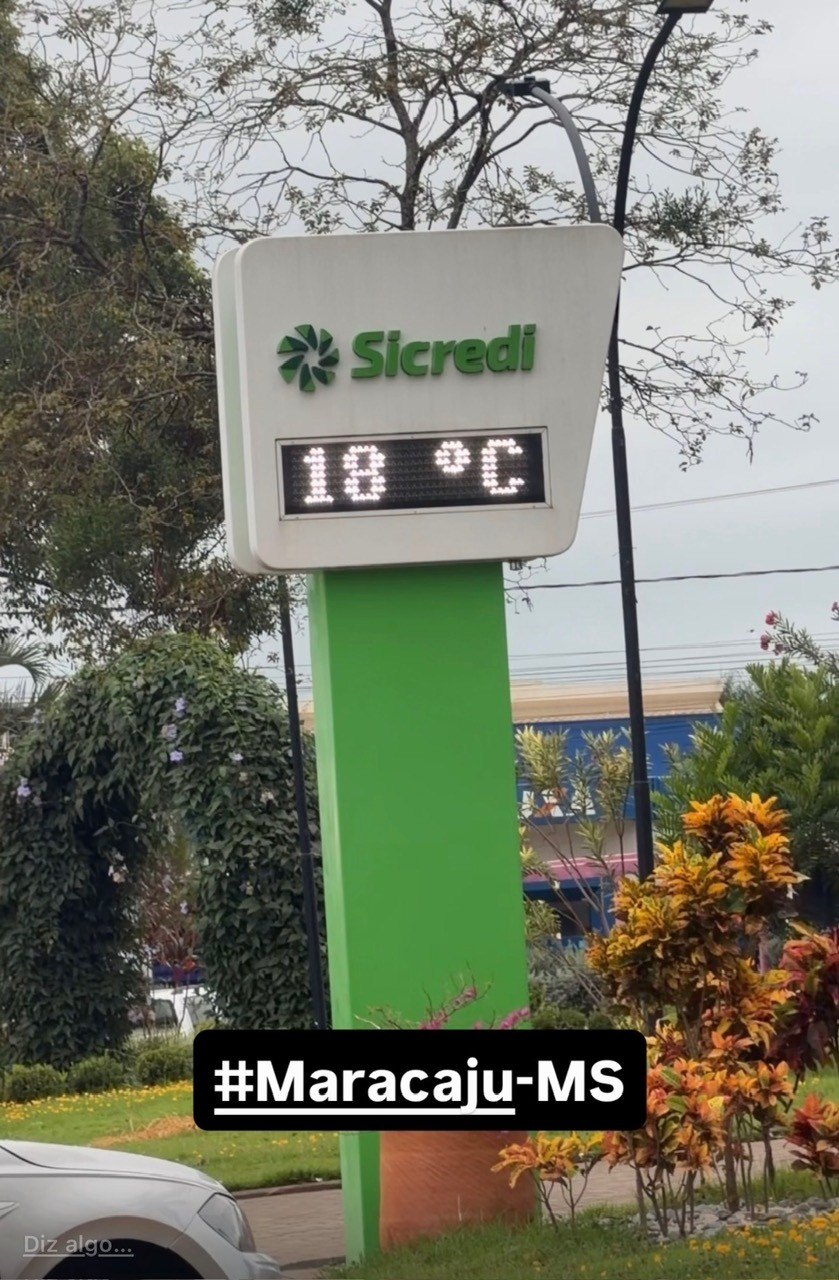 Term&ocirc;metro no centro de Maracaju registra queda de temperatura - Foto Hosana de Lourdes 