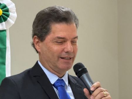 Prefeito de Maracaju Marcos Calderan que esteve presente na abertura dos trabalhos do legislativo