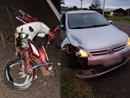 Moto da vítima destruída. (Foto: Impacto News)