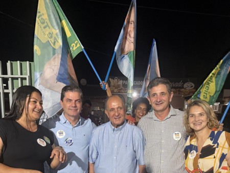 Vereador Catito e prefeito Marcos Calderan com deputado Zé Teixeira