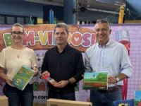 Secretaria Silvana, prefeito Marcos Calderan e o presidente da câmara Rener Barbosa