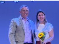Vereador Rener Barbosa  e a delegada Glaucea que estiveram no evento