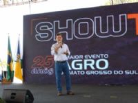 O prefeito de Maracaju Marcos Calderan na abertura do evento