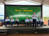 Governador Eduardo Riedel durante a inauguração Unidade Silos Serra de Maracaju